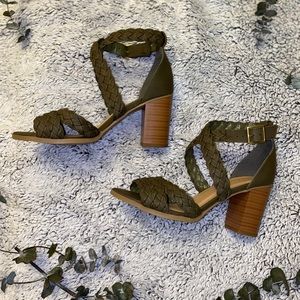 Olive green strap heels